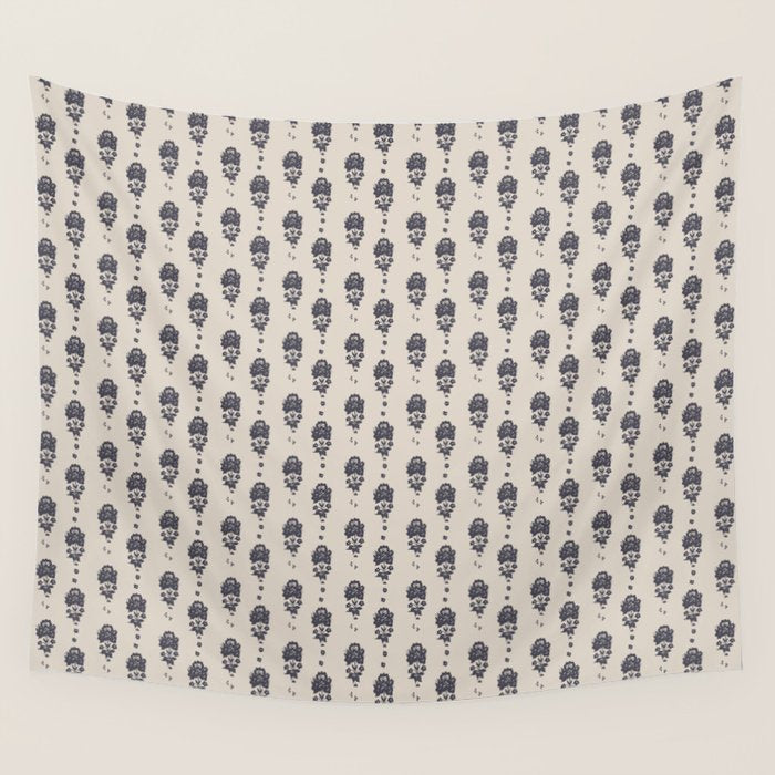 black floral block print Wall Tapestry Gallery Image 1