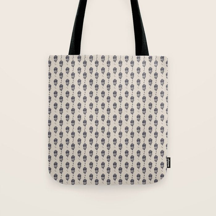 black floral block print Tote Bag Gallery Image 1