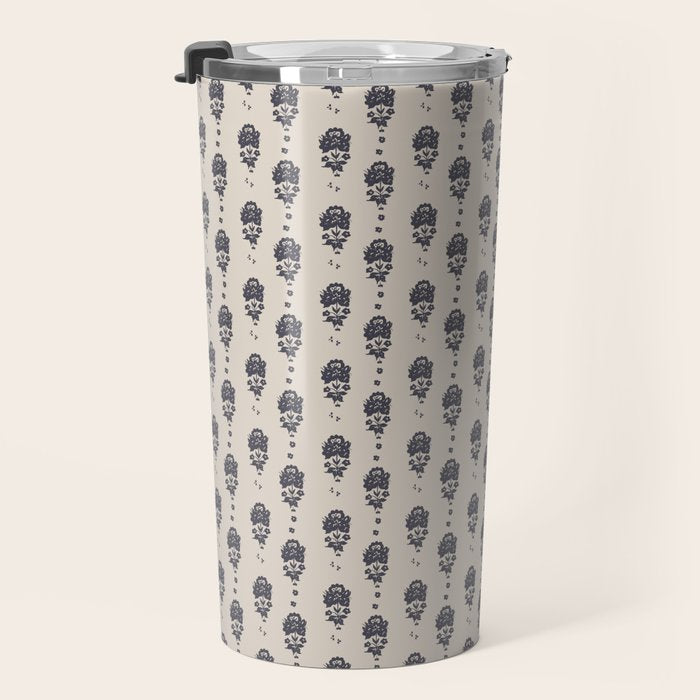black floral block print Travel Mug Gallery Image 3