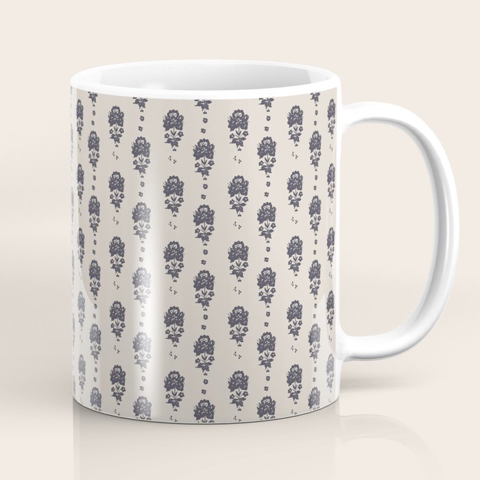 black floral block print Coffee Mug Gallery Image 1
