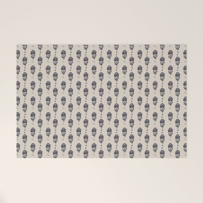 black floral block print Welcome Mat Gallery Image 1
