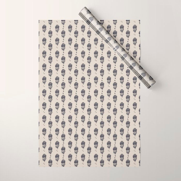 black floral block print Wrapping Paper Gallery Image 1