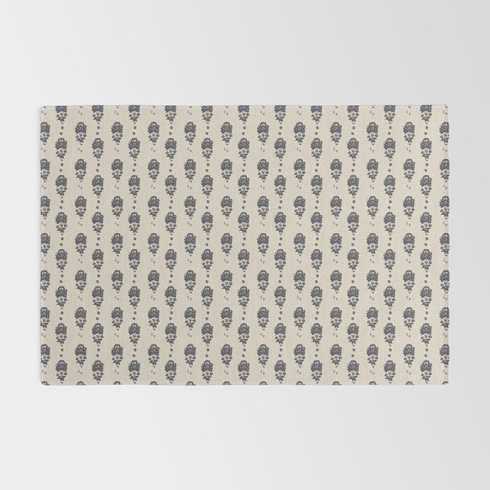 black floral block print Rug Gallery Image 2