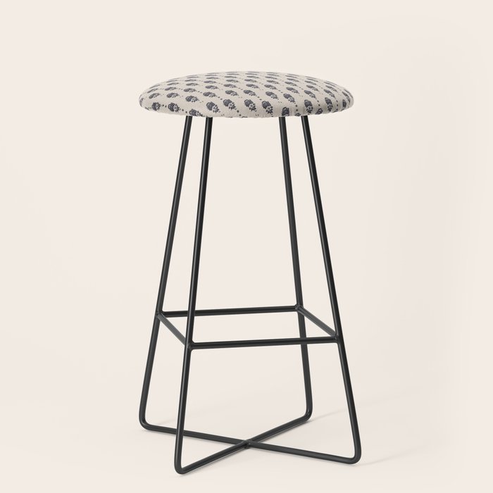 black floral block print Stool Gallery Image 1