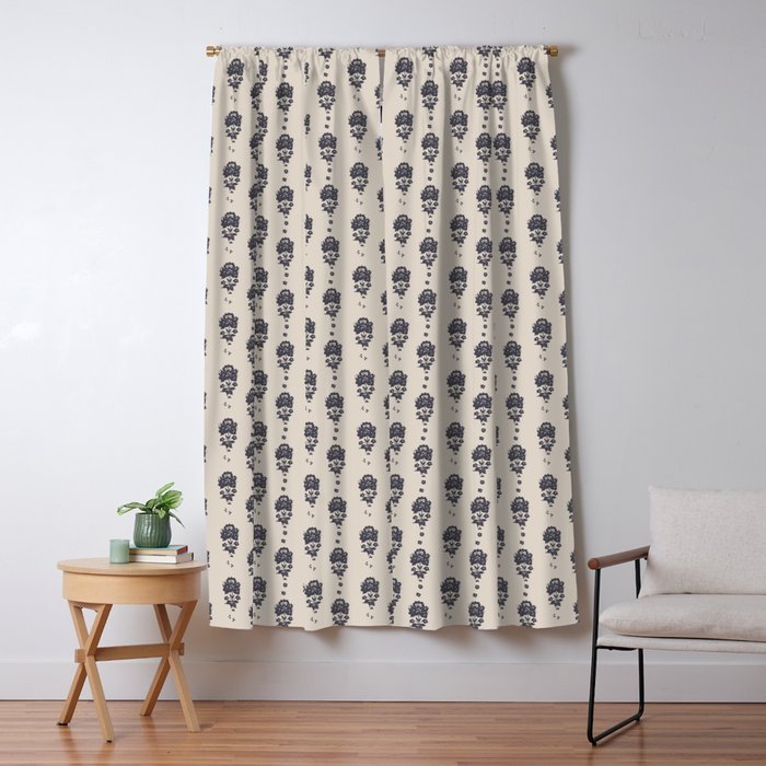 black floral block print Window Curtain Gallery Image 5