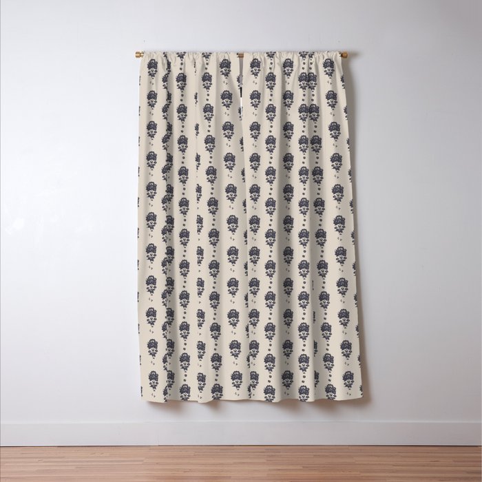 black floral block print Window Curtain Gallery Image 3