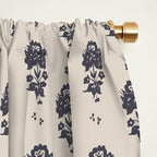 black floral block print Window Curtain Gallery Image 2