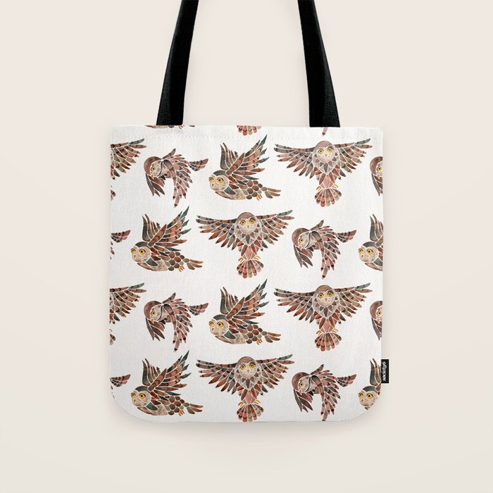 Owls in Flight - Brown Palette Tote Bag Gallery Image 1