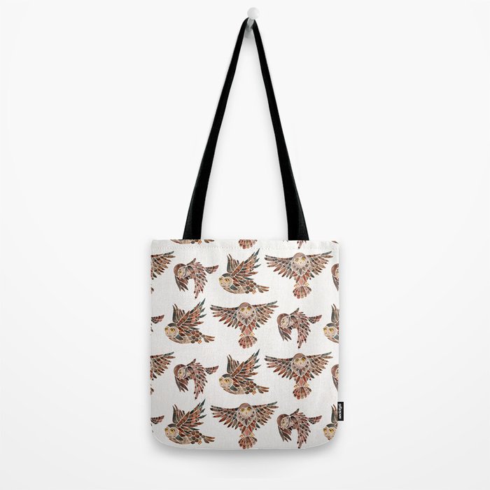 Owls in Flight - Brown Palette Tote Bag Gallery Image 2