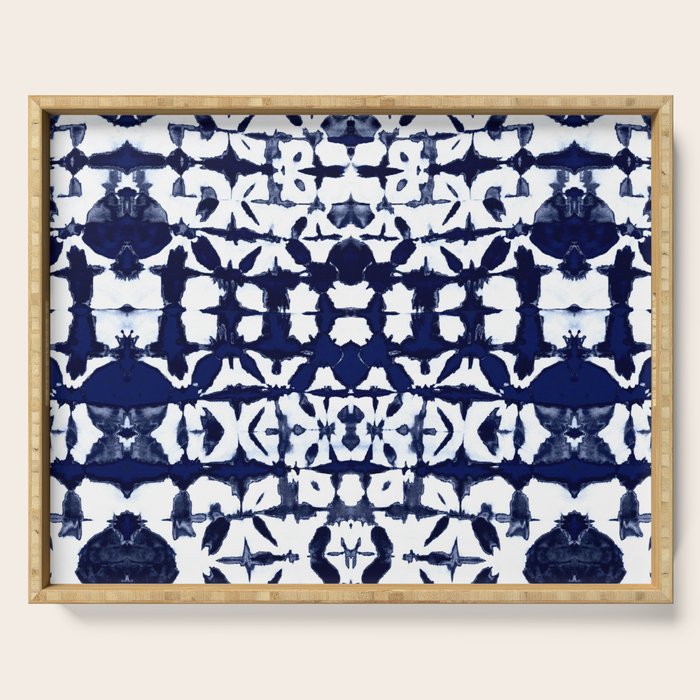 Indigo Ikat Itajime Serving Tray Gallery Image 1