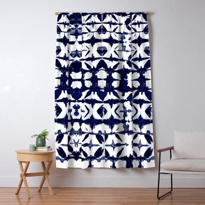 Indigo Ikat Itajime Window Curtain Gallery Image 5