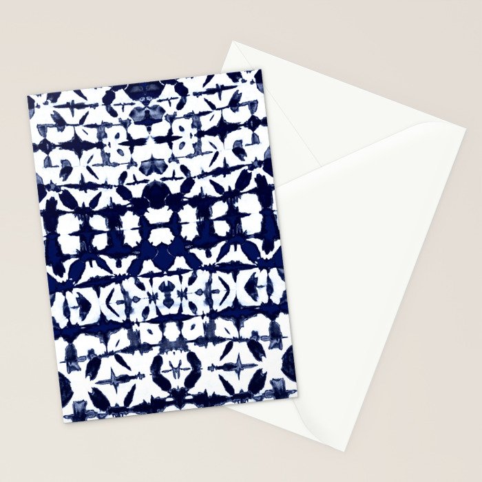 Indigo Ikat Itajime Stationery Card Gallery Image 2