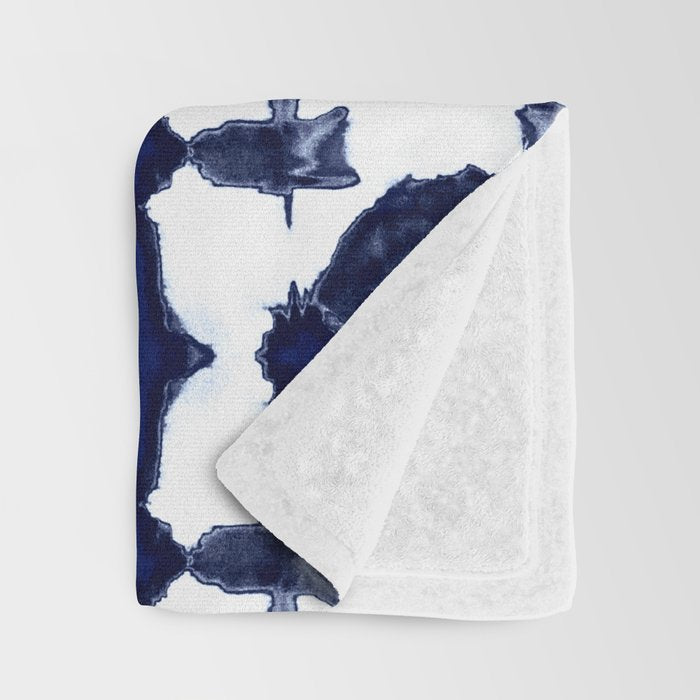 Indigo Ikat Itajime Throw Blanket Gallery Image 3
