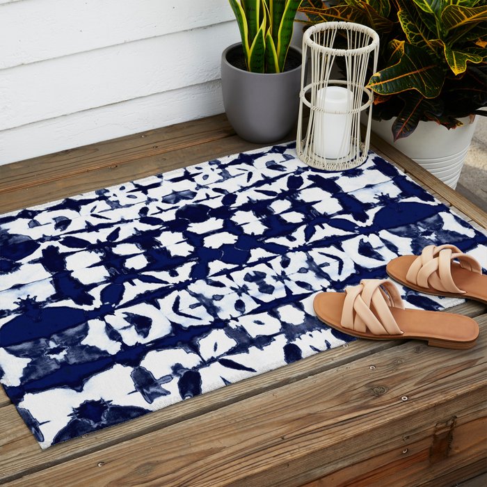 Indigo Ikat Itajime Outdoor Rug Gallery Image 2