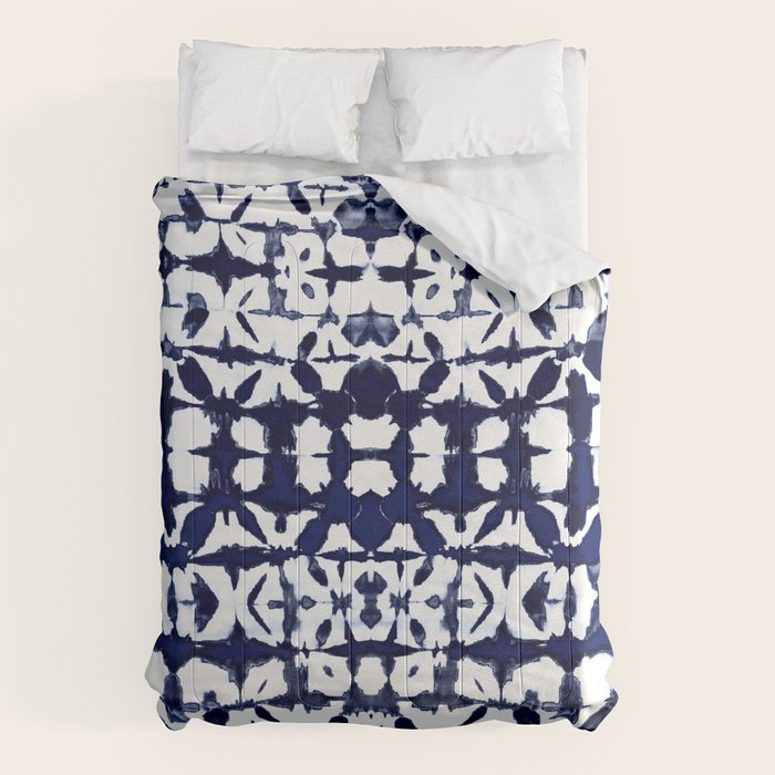 Indigo Ikat Itajime Comforter Gallery Image 1