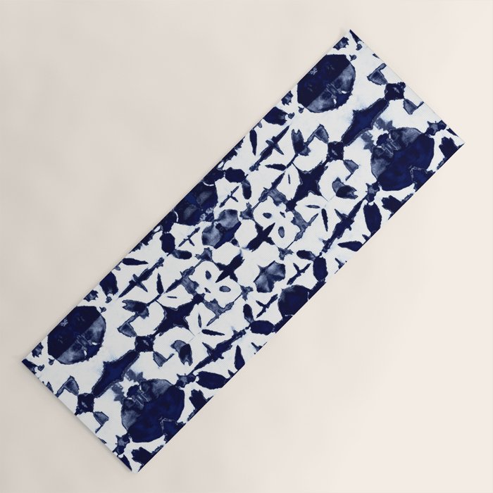 Indigo Ikat Itajime Yoga Mat Gallery Image 1