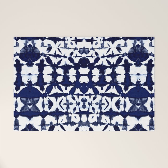 Indigo Ikat Itajime Welcome Mat Gallery Image 1