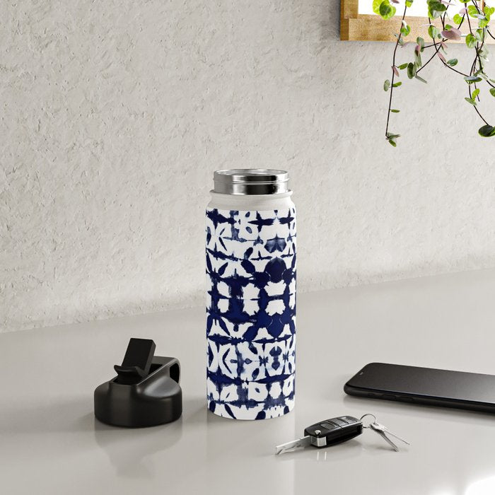 Indigo Ikat Itajime Water Bottle Gallery Image 4