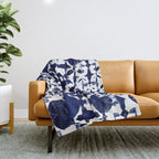 Indigo Ikat Itajime Throw Blanket Gallery Image 1