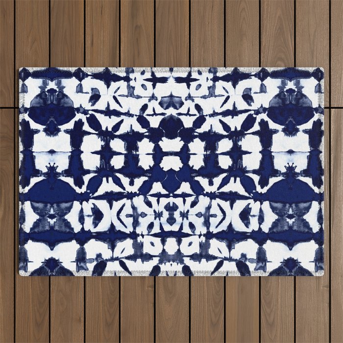 Indigo Ikat Itajime Outdoor Rug Gallery Image 1