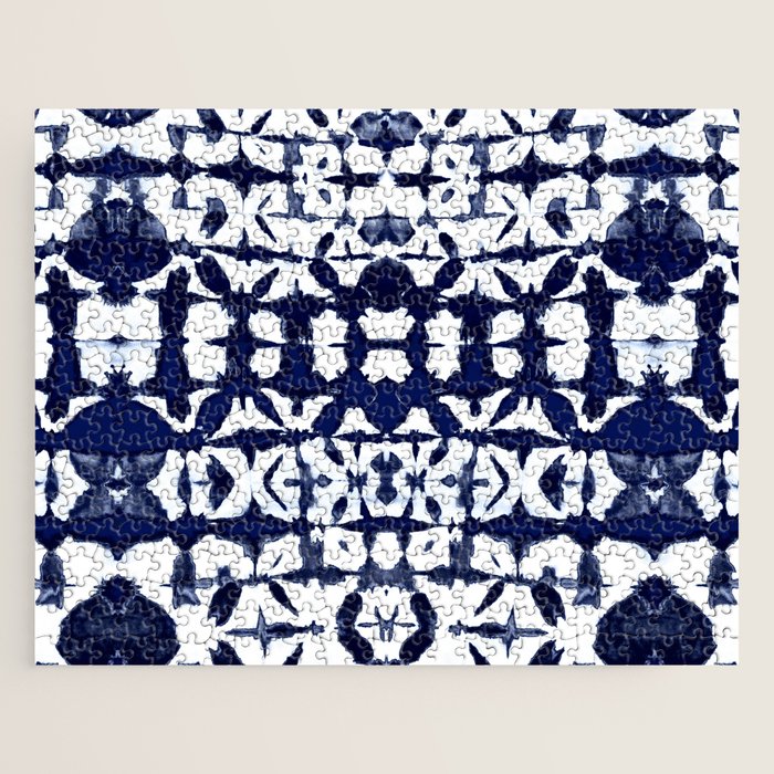 Indigo Ikat Itajime Jigsaw Puzzle Gallery Image 1