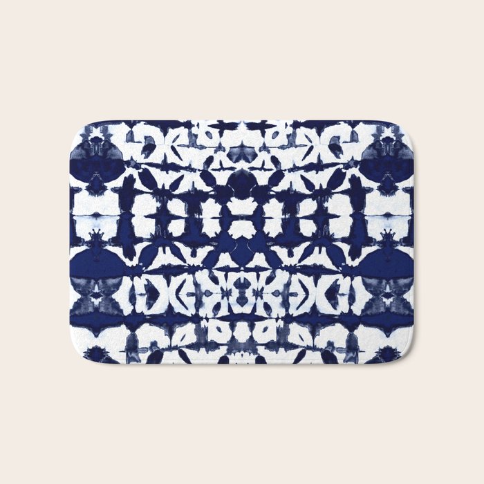 Indigo Ikat Itajime Bath Mat Gallery Image 1