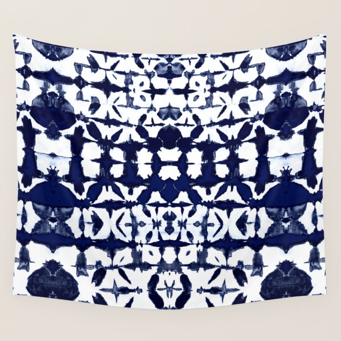 Indigo Ikat Itajime Wall Tapestry Gallery Image 1
