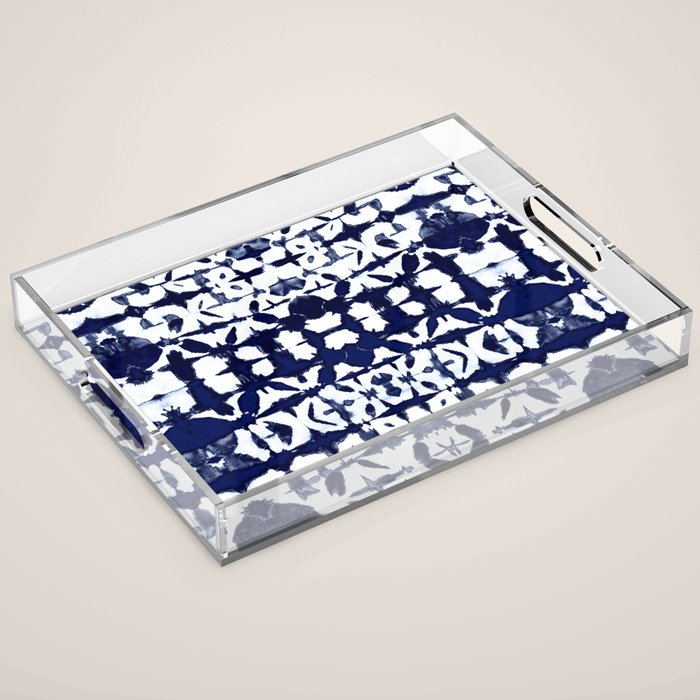 Indigo Ikat Itajime Acrylic Tray Gallery Image 1