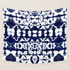 Indigo Ikat Itajime Wall Tapestry Gallery Image 4
