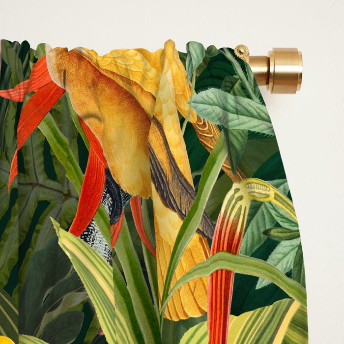 Midnight Jungle Parrots Tropical Paradise Window Curtain Gallery Image 2