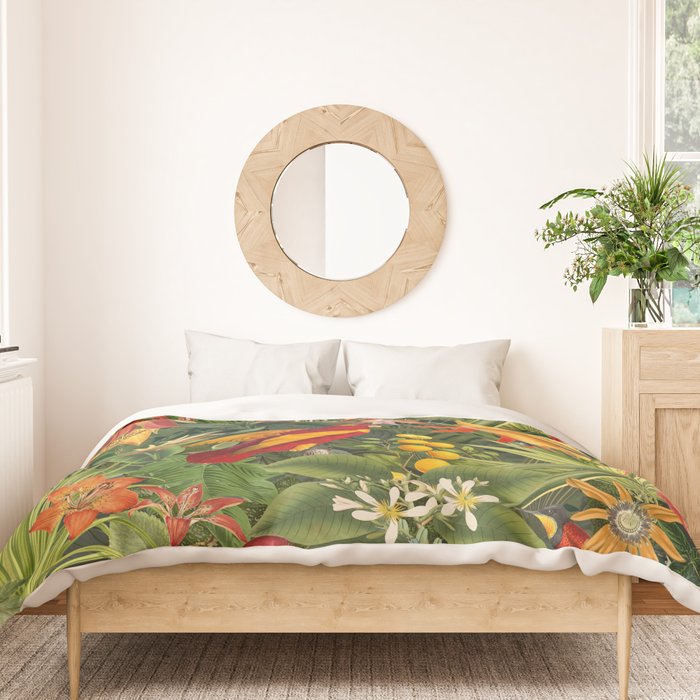 Midnight Jungle Parrots Tropical Paradise Duvet Cover Gallery Image 3