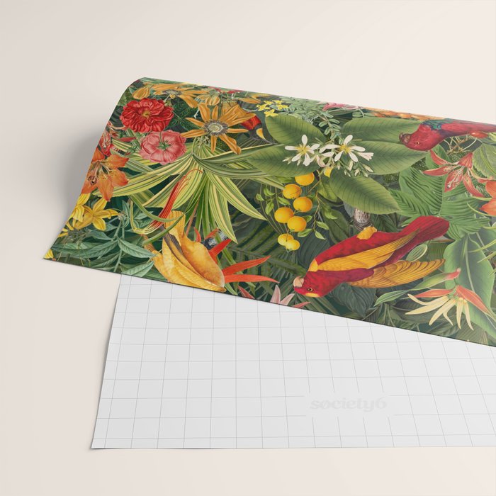 Midnight Jungle Parrots Tropical Paradise Wrapping Paper Gallery Image 2