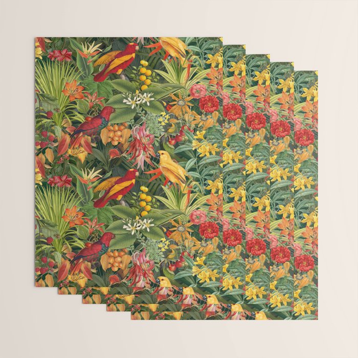 Midnight Jungle Parrots Tropical Paradise Wrapping Paper Gallery Image 3