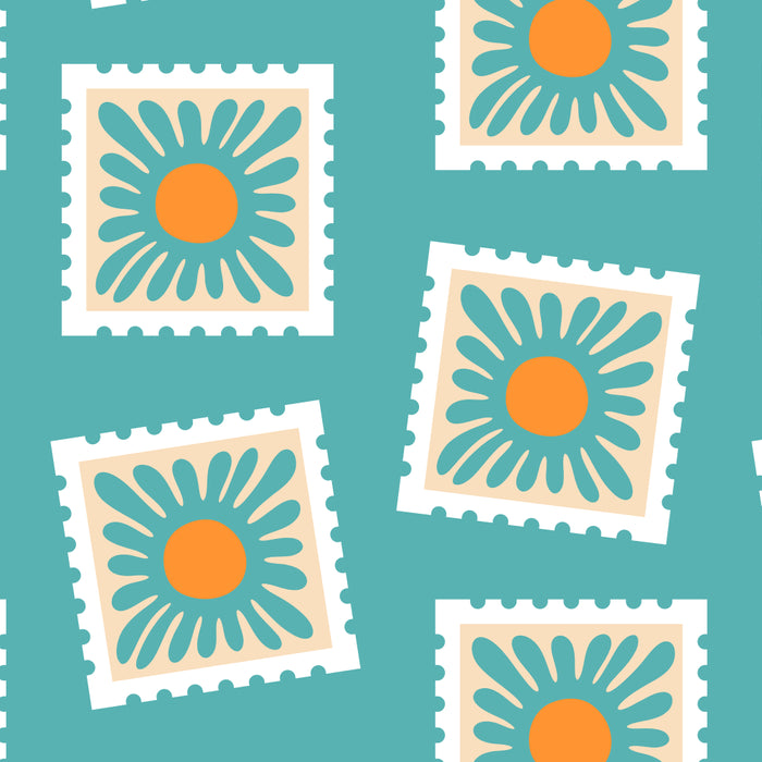Vintage flower postage stamp pattern Coffee Mug Gallery Image 2