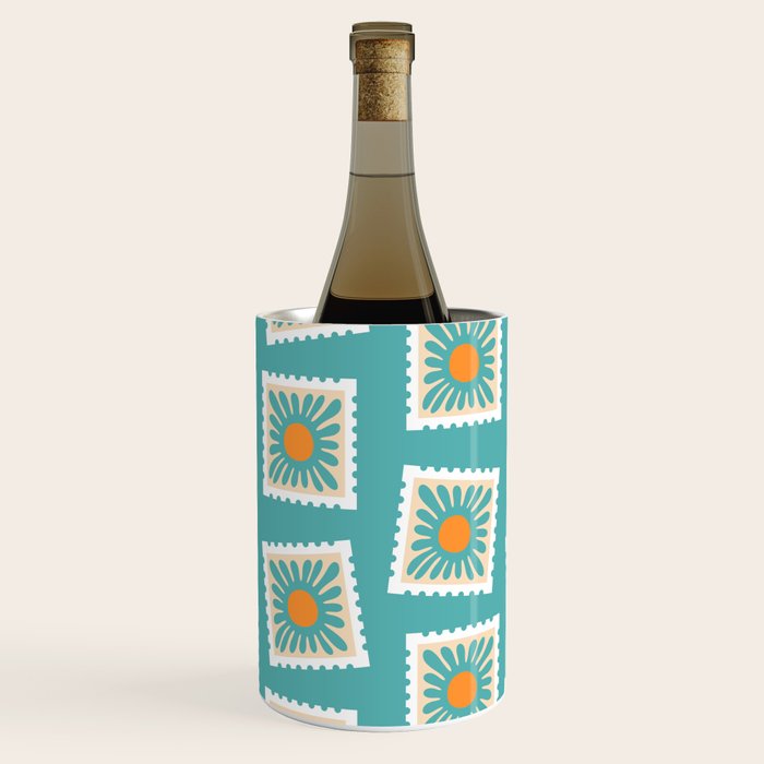 Vintage flower postage stamp pattern Wine Chiller Gallery Image 1