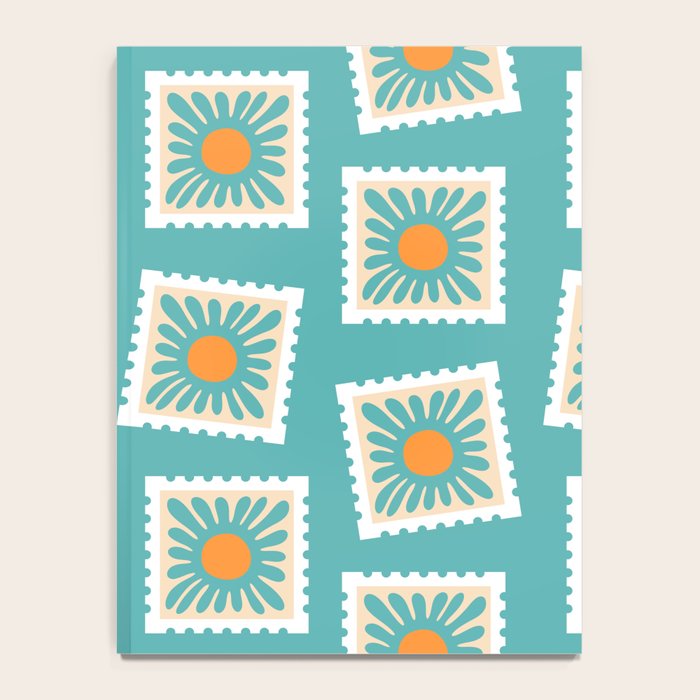 Vintage flower postage stamp pattern Notebook Gallery Image 4