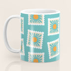 Vintage flower postage stamp pattern Coffee Mug Gallery Image 3