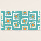 Vintage flower postage stamp pattern Desk Mat Gallery Image 3