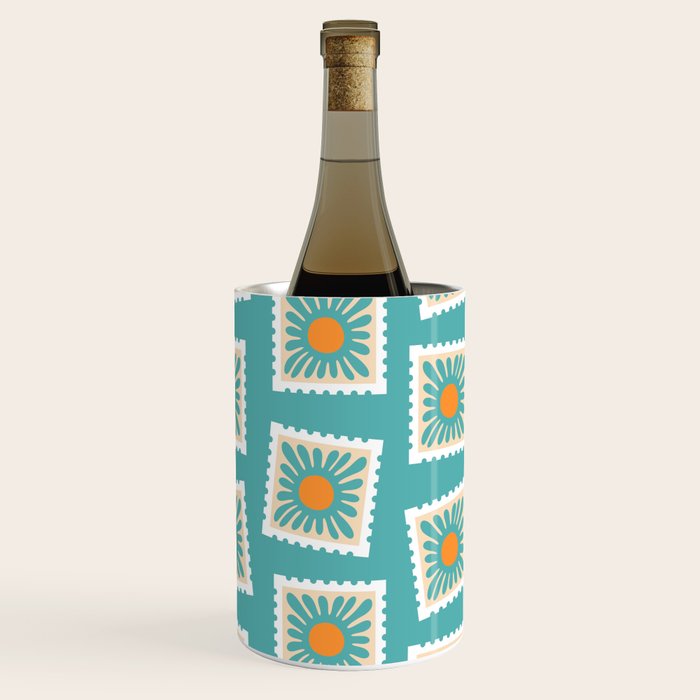Vintage flower postage stamp pattern Wine Chiller Gallery Image 2