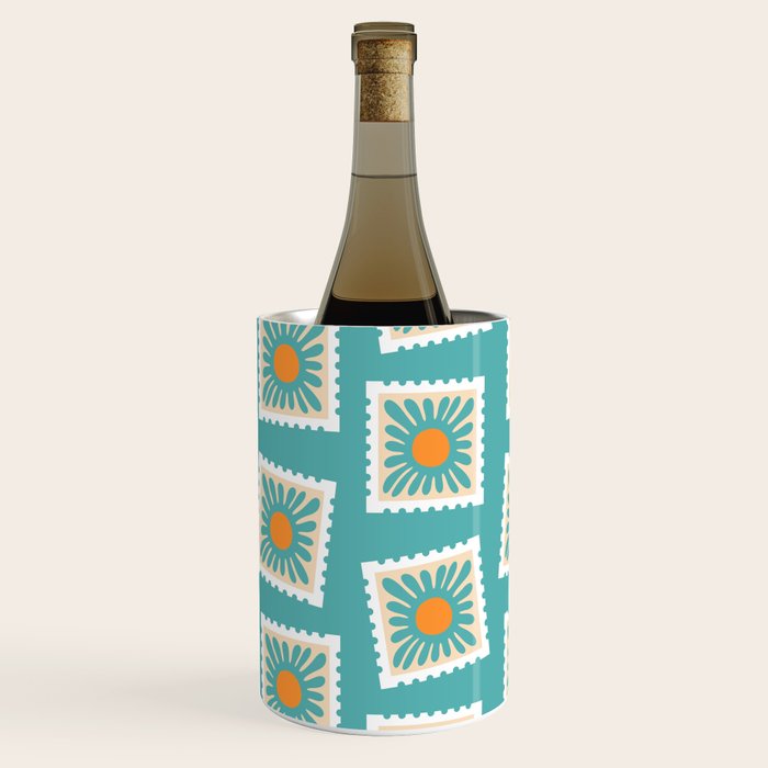 Vintage flower postage stamp pattern Wine Chiller Gallery Image 3