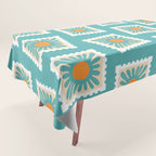 Vintage flower postage stamp pattern Tablecloth Gallery Image 1