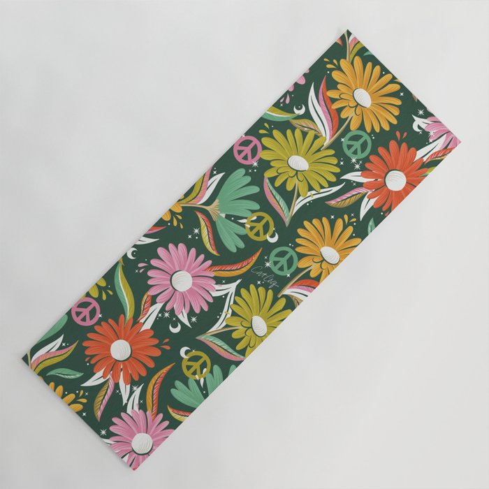 Drippy Daisy Dreamscape - Rainbow on Kelly Green Yoga Mat Gallery Image 1