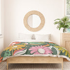 Drippy Daisy Dreamscape - Rainbow on Kelly Green Duvet Cover Gallery Image 3
