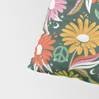 Drippy Daisy Dreamscape - Rainbow on Kelly Green Pillow Sham Gallery Image 4