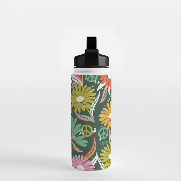 Drippy Daisy Dreamscape - Rainbow on Kelly Green Water Bottle Gallery Image 2