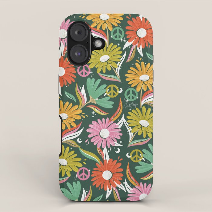 Drippy Daisy Dreamscape - Rainbow on Kelly Green iPhone Case Gallery Image 1