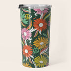 Drippy Daisy Dreamscape - Rainbow on Kelly Green Travel Mug Gallery Image 3