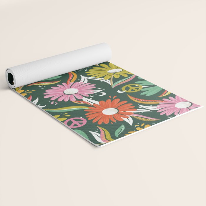 Drippy Daisy Dreamscape - Rainbow on Kelly Green Yoga Mat Gallery Image 2