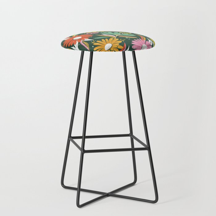 Drippy Daisy Dreamscape - Rainbow on Kelly Green Stool Gallery Image 1