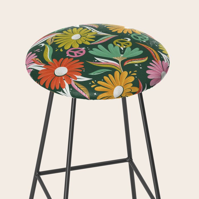 Drippy Daisy Dreamscape - Rainbow on Kelly Green Stool Gallery Image 2